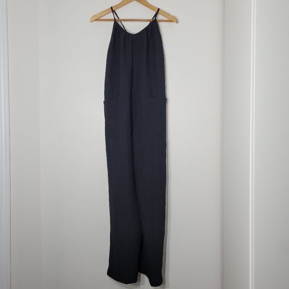 Emery Rose Black Romper Adjustable Spaghetti Straps Wide-Leg Jumpsuit Loose Fit - Picture 1 of 9
